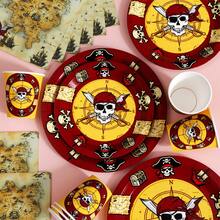 Pirate Voyage Disposable Plates, Napkins And Cups Set, Serves 20 Guests. This Disposable Party Set (Including Plates, Napkins And Cups) Is Perfect For Birthday Parties, Weddings And Family Picnics. - View 3
