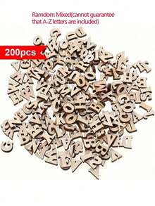 SHEIN 100/200 piezas Letras de madera vintage en color cálido con estilo inglés para manualidades caseras, DIY, decoración de fiestas, regalos y cumpleaños - Multicolor - Ver 11