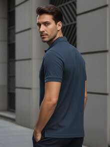 Playera Tipo Polo para Caballero Estilo Casual Primavera Verano - Azul Petróleo - Ver 7