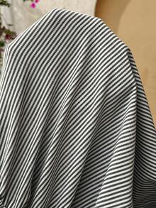 SHEIN 孕妇条纹系带阔腿宽松休闲裤 - 黑色 - 查看 6