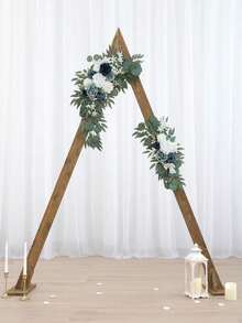 2pcs/Set Artificial Dusty Blue Flower Arch (2pcs), Wedding Arch Decor And Welcome Sign, Suitable For Wedding Ceremony And Reception - Blue - View 5