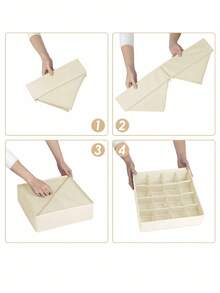 布艺抽屉分隔盒 多隔层内衣收纳盒 大容量袜子文胸收纳盒 家居卧室衣柜整理 节省空间 可折叠设计 - 黑色 - 查看 6