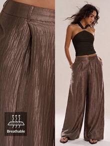 Avantive 棕色纹理长裤，适合夏季、春假、情人节等各种场合，时尚百搭，适合海滩休闲和正式场合。 - 棕色 - 查看 8