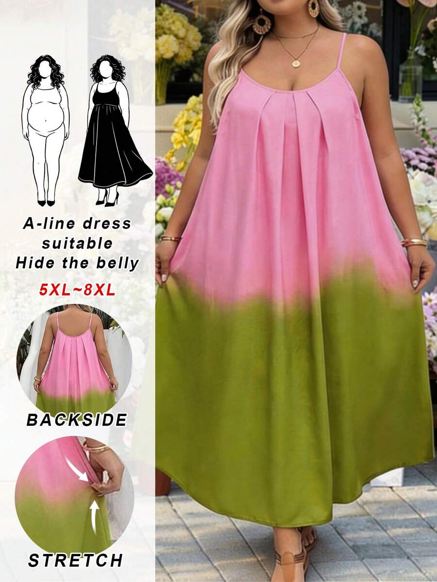 SHEIN CURVE+ 尺码 US22 适合音乐节、海滨度假、波西米亚风的女士条纹V领蝙蝠袖短袖荷叶边下摆休闲连衣裙，秋季女装，冬季，CURVE PLUS - 彩色 - 查看 1