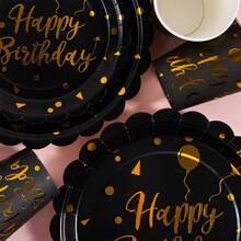 Bộ đồ dùng dùng một lần màu đen nền vàng họa tiết cánh hoa bóng bay, gồm đĩa, khăn ăn và cốc, phục vụ 20 khách. Bộ đồ dùng tiệc dùng một lần này (bao gồm đĩa, khăn ăn và cốc) rất phù hợp cho các bữa tiệc sinh nhật, đám cưới và dã ngoại gia đình. - Xem 6