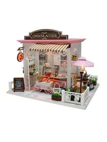 1套减压DIY木制微型建筑模型屋组装玩具屋礼品 - 彩色 - 查看 4