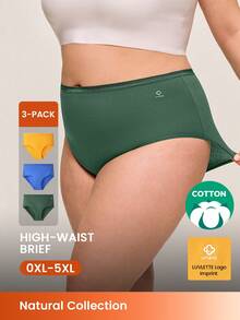 LUVLETTE Paquete de 3 bragas de algodón con logo de talle alto para mujer - Multicolor - Ver 1