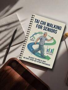 1pc Tai Chi Themed Planner, 50 Pages, Spiral-Bound Notebook, Perfect Gift For Tai Chi Enthusiasts Suitable For Study Office Work And Back-To-School Season - 28-Day Tai Chi Spiral Step - View 1
