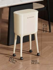 大容量厨房垃圾桶，纤薄奢华设计，按压式桶盖，无需弯曲，带轮，适用于厨房缝隙狭窄区域 - 彩色 - 查看 2