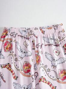 HARRY POTTER X SHEIN Women's Cartoon Print Camisole And All-Over Print Pajama Pants Set - Black - View 5