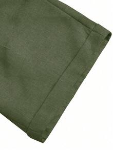 Manfinity Homme Pantalones cortos casuales de unicolor con bolsillo en diagonal para uso diario de verano para hombres - Verde militar - Ver 3