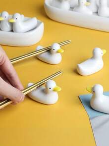 Cirelle 1pc Ceramic Chopstick Holder And Cutlery Rack, Duck Shaped Chopstick Pillow Storage Rack, Suitable For Cutlery Racks, Knife Fork Spoon Racks, Table Decoration Ornaments, Creative Spoon Fork Racks, Kitchen Chopstick Placement Racks, Suitable For Christmas, Halloween, New Year Gifts - View 10