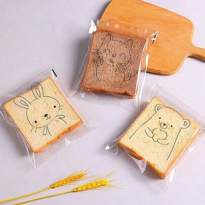 100 יחידות שקיות אריזת עוגיות, שקיות אריזת מתנה גרפיות עם סלוגן, שקיות פלסטיק שקופות עם איטום עצמי לאפייה, קישוטי מסיבות, אריזות תכשיטים, שקיות אריזה, 100 יחידות שקית אוכל לבית הספר לציוד מזון קופסת אוכל מתאימה לממתקים, שוקולד ועוגיות וכו'. חזרה לבית הספר