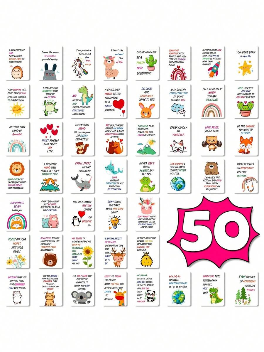 2 包可爱励志卡片，包含励志明信片、励志便笺卡、励志语录卡、祈祷祝福正能量卡。 - 多色 - 查看 1