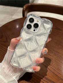 Ốp lưng silicon trong suốt lấp lánh kim cương sang trọng, tương thích với iPhone 17 Pro Max, 17 Pro, 17 Air, 17, 16, 15, 14, 13, 12, 11 Pro Max, chất lượng cao, chống sốc. - Lá bạc trong suốt - Xem 7