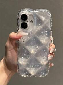 Ốp lưng silicon trong suốt lấp lánh kim cương sang trọng, tương thích với iPhone 17 Pro Max, 17 Pro, 17 Air, 17, 16, 15, 14, 13, 12, 11 Pro Max, chất lượng cao, chống sốc. - Lá bạc trong suốt - Xem 3