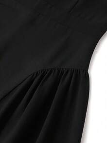 GlowEve Elegant High-Quality Casual Beaded Ripped Cinched Waist A-Line Dress For Women, Summer - Black - View 4
