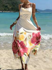 Franclia 优雅的露肩无肩带连衣裙，饰有串珠，非常适合度假穿着。这款连衣裙采用大朵花卉印花，是春夏浪漫花卉女士休闲连衣裙、优雅女士连衣裙、夏季连衣裙、派对连衣裙、优雅派对连衣裙、沙滩连衣裙、婚礼派对连衣裙、婚纱、优雅女士连衣裙、度假连衣裙、正式女士连衣裙、乡村连衣裙、花卉连衣裙、女士夏季花卉连衣裙、女士沙滩连衣裙、女士夏季连衣裙、女士春季连衣裙等多种款式。 - 彩色 - 查看 5