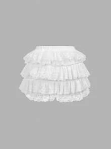 少女粉色极简字母印花蛋糕裙短裤两件套，休闲时尚百搭街头风 - 粉色 - 查看 6