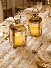 Cirelle European-Style Windproof Glass Candle Holder - Stainless Steel Lantern For Outdoor & Indoor, Elegant Wedding Table Decor - multicolor - View 1