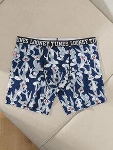 LOONEY TUNES X SHEIN Men's Cute Cartoon All-Over Comfortable Boxer Briefs For Daily Wear - Blue - View 1