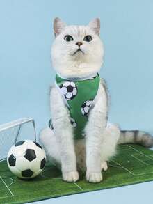 PETSIN 1pc Green Pet Vest For Cats And Dogs, Football World Cup Themed, Sunscreen And Insect-Proof, Summer - Multicolor - View 5