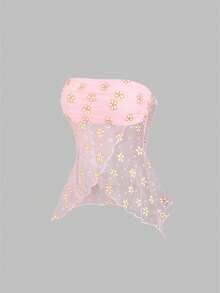 Sweetra Áo ống nữ thời trang xuân hè mới, phong cách đường phố retro, gợi cảm, ôm sát, xếp ly, thanh lịch, đa năng, thoải mái, thích hợp cho kỳ nghỉ. - Hồng - Xem 1