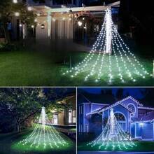1PC USB Powered LED Waterfall Lights, Star String Lights, With Remote Control, 8 Modes Of Outdoor And Indoor Fairy Lights, Adjustable Height, Infrared Sensor, Suitable For Courtyard, Party,Christmas Tree, Halloween, And Thanksgiving Decoration,Colorful Light String/White Light /Warm Light String - white light - View 6