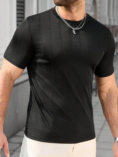 Manfinity CasualCool Men's Solid Color Round Neck Short Sleeve Casual Versatile T-Shirt