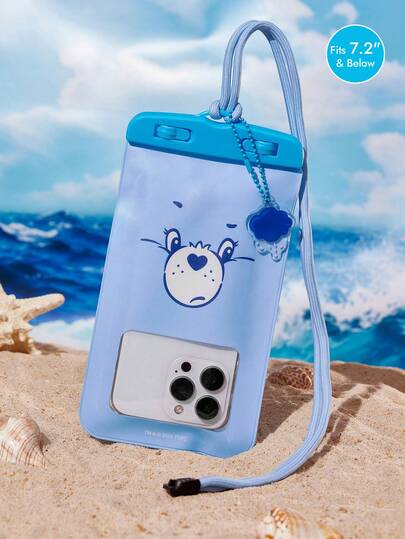 SHEIN X Care Bears 1 Cartoon Pattern Printed Waterproof Touch Screen Transparent Water Sports Mobile Phone Bag, Suitable For Rafting, Beach, Swimming, Boating, Kayaking, Hiking, Protect Mobile Phones, Cameras, Cash, Passports, Documents From Water, Sand, Snow, Dust, Cheer Bear, Share Bear
