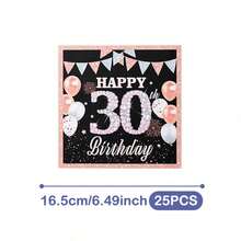 黑色底座30岁生日钻石图案一次性餐盘、餐巾纸和杯子套装，可供20位客人使用。这款一次性派对用品套装（包括餐盘、餐巾纸和杯子）非常适合生日派对、婚礼和家庭野餐。 - 查看 7