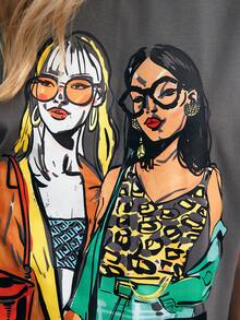 Maija 2026春夏女式卡通印花圆领夏季T恤，圣帕特里克节复活节派对上衣，假日海滩度假夏季外出毕业典礼 - 灰色 - 查看 7