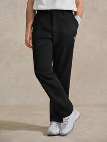 Men's Black Color Drawstring Waist Front Slit Pocket Casual Pants Daily Essential Wardrobe Staple Basic Style All-Match Style Go-To Piece Mix-And-Match Item Casual Versatile Style Summer Wardrobe Essentials Casual Outfit Ideas Laid-Back Look Casual Long Pants, Dress Pants, Father's Day Gift - Black - View 3