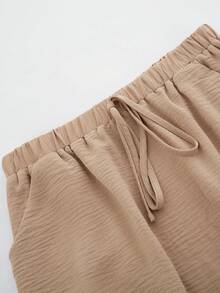 SHEIN Stylify Chân váy nữ kiểu dáng thường ngày, thắt eo, có túi và xẻ tà. - Màu Khaki - Xem 8