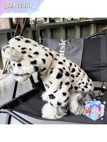 Thick, Warm Pet Coat With Tiger Spot Print. Non-Waterproof, Hand Washable, Zip Closure. Suitable For Small To Large Dog Breeds. - Black and White - View 6