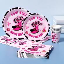 Pink Denim Style Disposable Plates, Napkins And Cups Set, Serves 8 Guests. This Disposable Party Supplies Set (Including Plates, Napkins And Cups) Is Perfect For Birthday Parties, Weddings And Family Picnics. - View 3