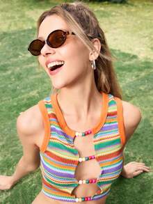 Shadewire 1pc Women's Casual Vintage Square Frameless Glasses, Suitable For Daily Wear, Beach, Summer Decoration, Street Snap Retro Vintage Fashion Accessories - 2pcs Gray+Brown - View 4