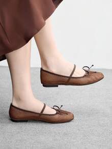 CUCCOO BIZCHIC Giày lười nữ đế bằng màu trơn, trang trí nơ, kiểu dáng thường ngày, đa năng, thích hợp cho mùa Giáng sinh và mùa xuân. - màu nâu - Xem 4