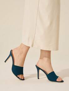 CUCCOO BASICS Woman Shoes Minimalist Stiletto Heeled Mule Sandals For Spring And Summer Vacation Shoes Summer Elegant Basics Business Casual Business Chic Spring Shoes Spring Break Easter For Christmas Spring Shoes - Dark Green - View 2