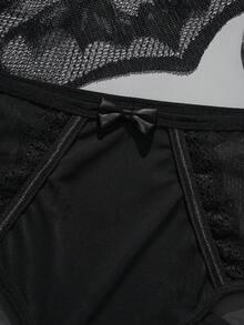 女士性感蕾丝拼接内裤 - 黑色 - 查看 7