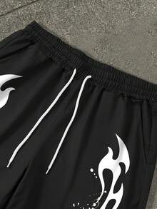 Manfinity EMRG 男士字母印花短袖T恤和抽绳腰短裤休闲套装 - 彩色 - 查看 3