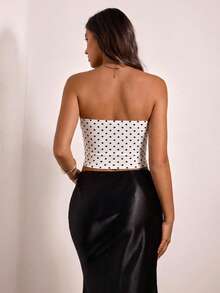 Opulessa Top bandeau de punto a rayas para mujer, adecuado para vacaciones de primavera/verano - Multicolor - Ver 4