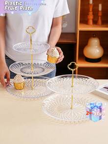 1-Piece Multi-Tiered Cake Tray, Storage Tray, Decorative Tray, Wedding And Festival Tray - Clear - View 4