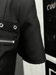 StreetHx Women's Street Subculture Punk Fitted Short Sleeve Shirt - Black - View 6