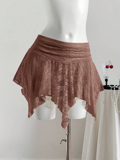 SHEIN EZwear Women Plain Color Fashion Skirt, Suitable For Summer Boho Festival