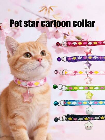 PETSIN 1 Style Pet Star Collar Cat Collar Dog Collar Cartoon Star Pendant Adjustable Neck Size Pet Accessories Pet Supplies