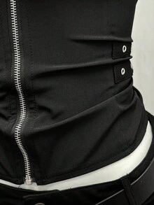 StreetHx Women's Street Subculture Punk Fitted Short Sleeve Shirt - Black - View 5