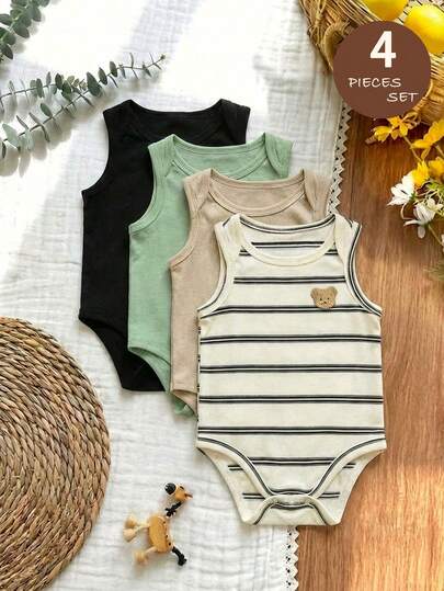 LMoss Kids Multi-Pack Solid Color Rompers, Casual & Cute