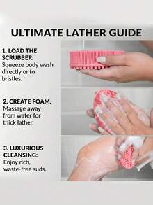 硅胶沐浴海绵刷，干式按摩身体磨砂去角质工具，适用于背部淋浴清洁 - 彩色 - 查看 8