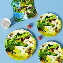 恐龙丛林一次性餐盘、餐巾纸和杯子套装，可供8位客人使用。这款一次性派对用品套装（包括餐盘、餐巾纸和杯子）非常适合生日派对、婚礼和家庭野餐。 - 查看 5